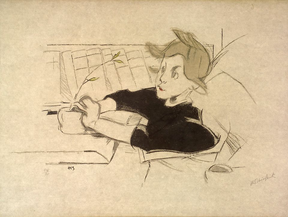 Helene Schjerfbeck, Toipilas, 1938–1939, litografia, 49,8 x 68, 5 cm. Villa Gyllenberg / Signe ja Ane Gyllenbergin säätiö. Kuva: Matias Uusikylä.