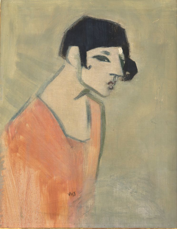 Helene Schjerfbeck: Naisen muotokuva, punaista ja mustaa, n. 1930, öljy kankaalle, Villa Gyllenberg/Signe ja Ane Gyllenbergin säätiö. Kuva Matias Uusikylä.