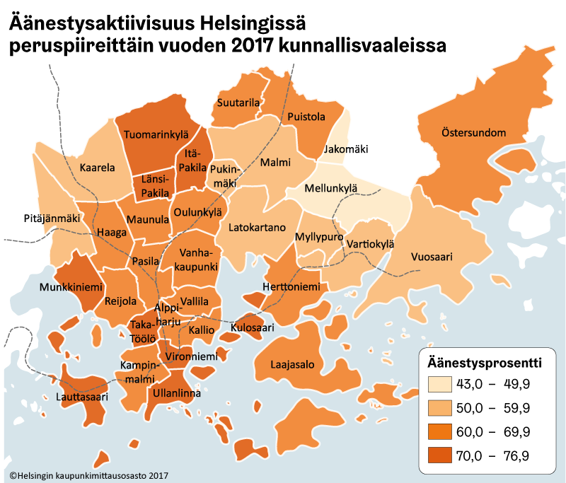 Helsingin kaupunginvaltuutettujen asuinpaikat painottuvat kantakaupunkiin |  Helsingin kaupunki, kaupunginkanslia