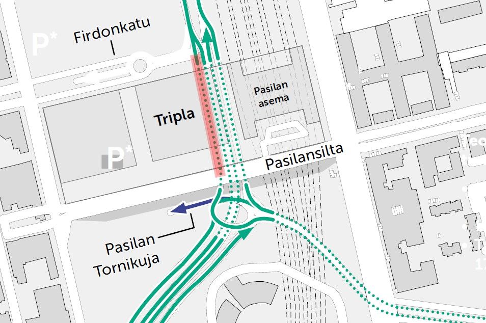 Ajorataa korjataan Veturitiellä Triplan alikulussa | Helsingin kaupunki,  kaupunkiympäristön toimiala