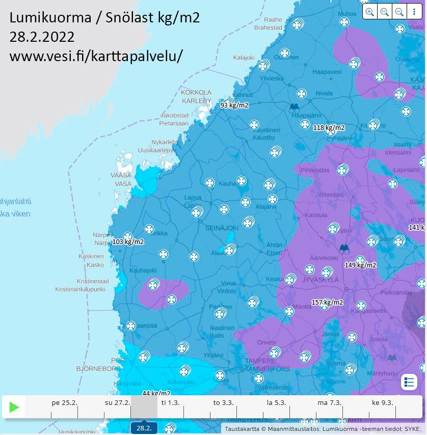 Helmikuun 2022 vesitilannekatsaus: Lunta oli helmikuussa keskimääräistä  enemmän (Pohjalaismaakunnat) | Etelä-Pohjanmaan ELY-keskus | NTM-centralen  i Södra Österbotten