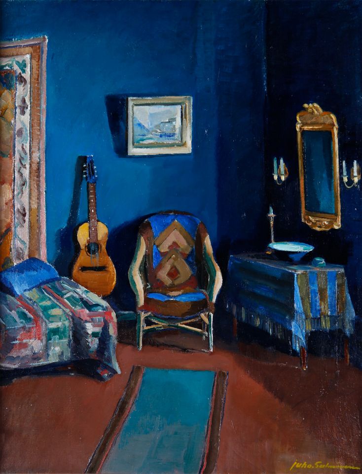 Juho Salminen (1892–1945), Sininen huone, 1928, öljy kankaalle, 91 x 74 cm, Amos Andersonin rahasto, Amos Rex. Valokuva: Kari Siltala / Amos Rex. 