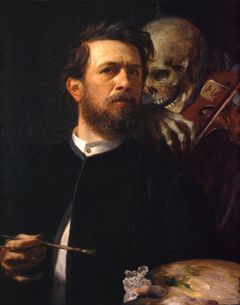 Arnold Böcklin: Självporträtt med den fjolspelande döden (1872). Alte Nationalgalerie, Staatliche Museen zu Berlin. Foto: Staatliche Museen zu Berlin, Nationalgalerie / Andres Kilger.