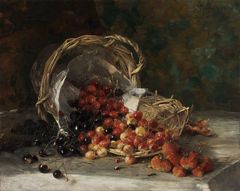 Magda Kröner: Still Life with Cherries and Strawberries in a Braided Basket (1904). Kunstpalast, Düsseldorf. Photo: Kunstpalast - Horst Kolberg – ARTOTHEK