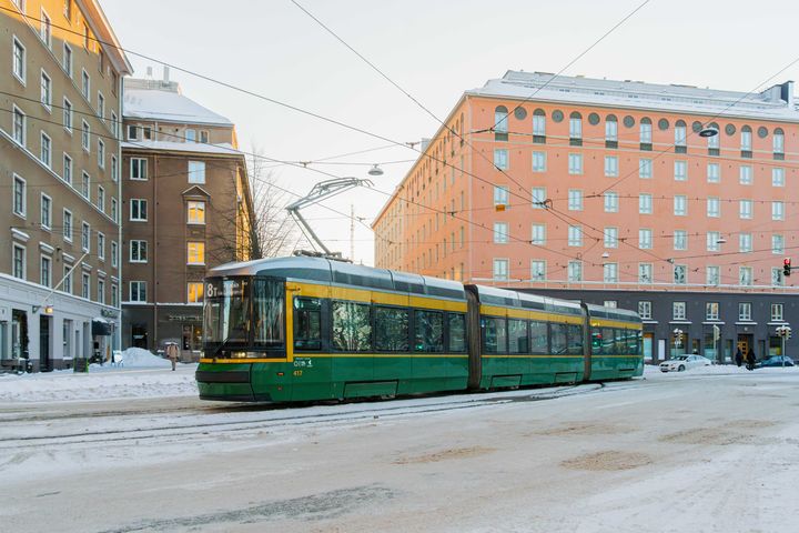 Artic-raitiovaunu kantakaupungissa.