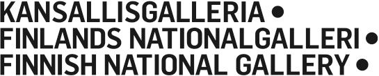 Finnish National Gallery logo in black and white and with three different languages (FI, SV and EN)