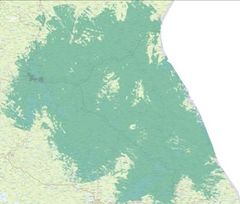 Kuusamo, Kemijärvi, Salla. Kuvassa vaaleampi vihreä väri kuvaa normaalia 4G-/5G-peruspeittoa, ja tummempi vihreä erityisen nopeaa, 3,5 GHz:n taajuudella toimivaa 5G-verkkoa.