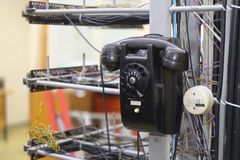 The old copper network cross‑connection room displayed very old landline telephone technology.