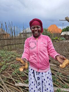 Huruma Mgaya tuottaa muun muassa perunoita Itunduman kylässä Tansaniassa. Hurumalla on oma pieni perunavarasto, jossa perunat varastoidaan ilman että laatu kärsii. Näin tuotteiden myyntiaika pidennetään, ja hän saa paremman hinnan.