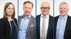 Kuvassa vasemmalta katsottuna Etlan vanhempi tutkija Maria Wang, tutkimusjohtaja Tero Kuusi, toimitusjohtaja Aki Kangasharju sekä tutkimusneuvonantaja Tarmo Valkonen.