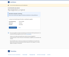 Så här ser notifikationen ut som visas i samband med Suomi.fi-identifikationen om att du har ett nytt oläst meddelande i Suomi.fi-meddelanden. Bild som visar vyn när man identifierar sig i webbläsaren.