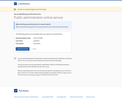 This is what the reminder looks like that is shown during Suomi.fi e-Identification, informing you that you have a new unread message in Suomi.fi Messages. Image showing the view when signing in with a browser.