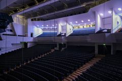 The main auditorium in evening lightning.