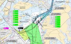 Kruunuvuorenselän uudet veneväylät merikarttaleikkeessä