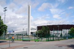 Helsingfors Olympiastadion under en småmulen sommardag