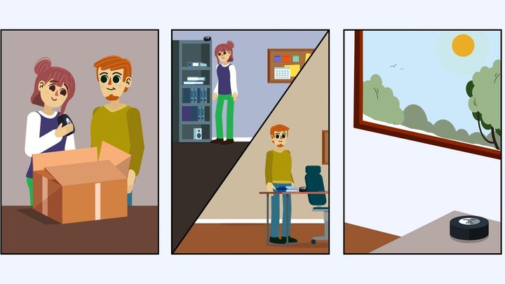 Piirroskuvia Säteilyturvakeskuksen opastusvideosta