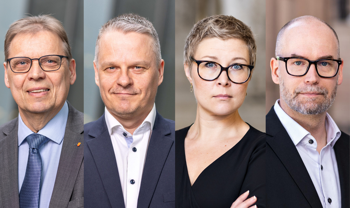 Kansanedustajat Lauri Lyly, Timo Suhonen, Niina Malm ja Juha Viitala