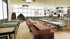 Visualisering av den kommande restaurangvärlden i Prismacentret i Kyrkslätt