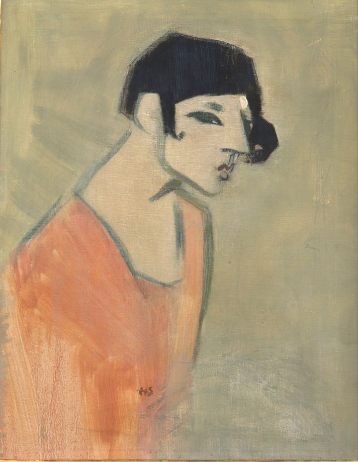 Helene Schjerfbeck: Naisen muotokuva, punaista ja mustaa, n. 1930, öljy kankaalle, Villa Gyllenberg/Signe ja Ane Gyllenbergin säätiö. Kuva Matias Uusikylä/Signe ja Ane Gyllenbergin säätiö.