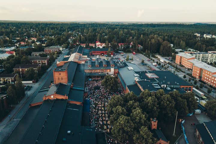 Ilmakuva Hyvinkään Villatehtaasta.