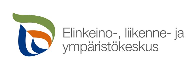 Kuvassa logo ja teksti Elinkeino-, liikenne- ja ympäristökeskus.