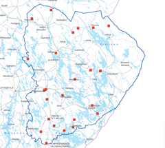 Siltakorjauskohteet Itä-Suomessa 2025 kartalla