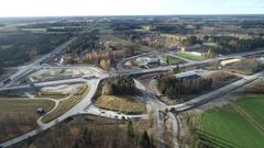 Riksväg 8, den planskilda anslutningen i Edsevö. Foto, Pasi Kivioja, Trafikledsverket