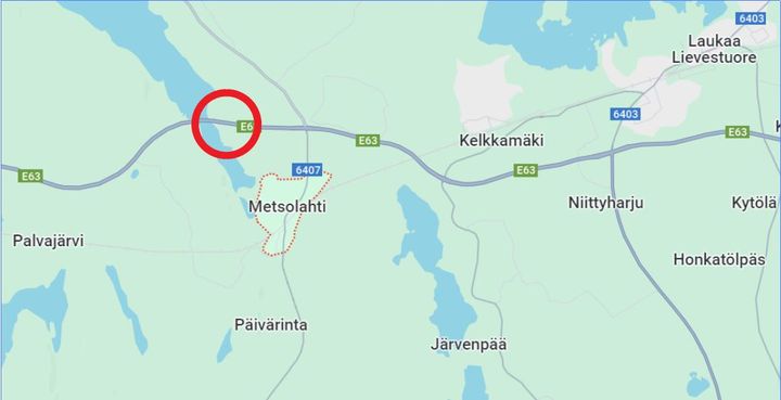 Työmaan sijainti kartalla ympyröitynä. Kartta: Google Maps