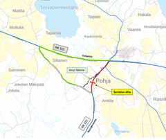 Karttakuva kiertotiestä Sariolan sillan sulkemisen aikana.