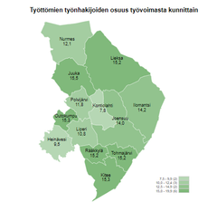 Työttömät työnhakijat kunnittain, Pohjois-Karjala, elokuu 2024.