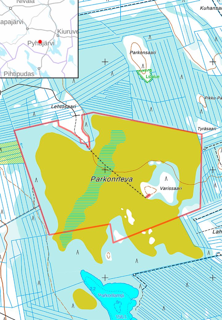 Hiskinpolun luonnonsuojelualue sijaitsee Pyhäjärven Parkonnevalla.