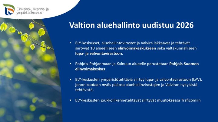 Valtion aluehallinto uudistuu 2026, tiivistelmä.