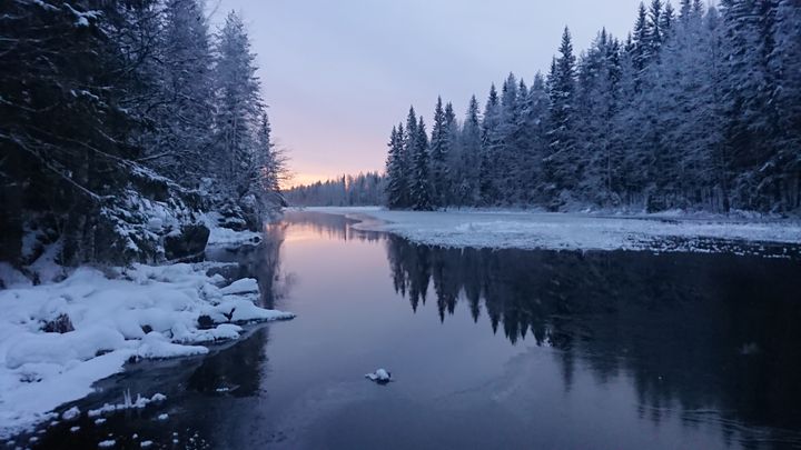 Talvinen jokimaisema