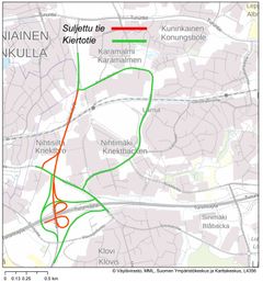 Karta som visar en omväg runt Jättebergs tunnel.