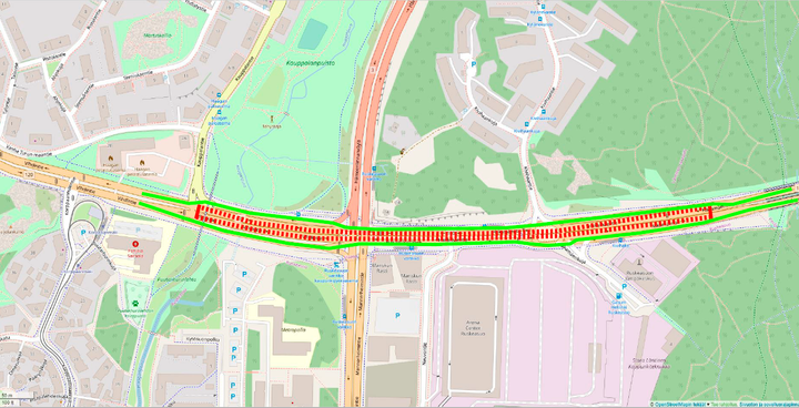 Karta som visar reservrutt för Stenhagens tunnel.