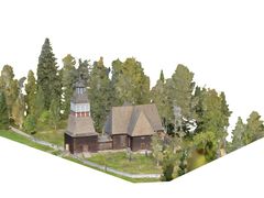 Kyrkans naturliga miljö modellerades också. Modelleringen utfördes av Tietoa Finland.