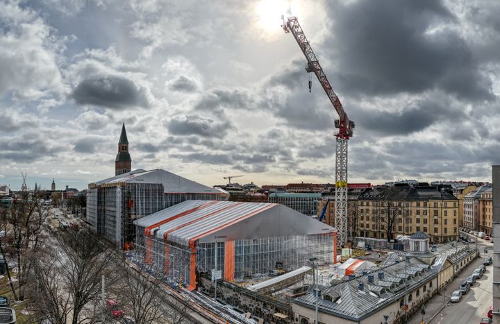 Rakennushankkeet etenevät Kansallismuseon tontilla Töölössä aikataulussa. Kuva: Arno de la Chapelle