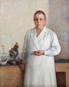 Wilho Sjöström: ”Laimi Leidenius”, 1937, öljy kankaalle, 115 × 96 cm, Helsingin yliopiston kokoelmat, Naistenklinikka