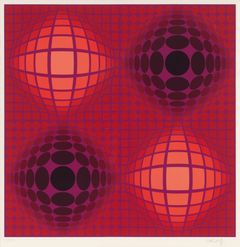 Victor Vasarely: ”VB-Rouge, 1972, serigrafia, 82 × 80 cm