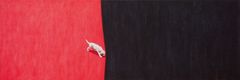 Oliver Whitehead: ”Red Black, Dog”, 1988, öljy kankaalle, 60 x 180 cm. Yksityiskokoelma