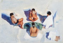 Oliver Whitehead: ”Beach Four”, 1986, vesiväri paperille, 50 x 70 cm. Yksityiskokoelma