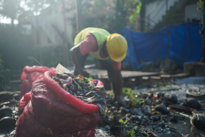 River cleaning operations in Kerala, India