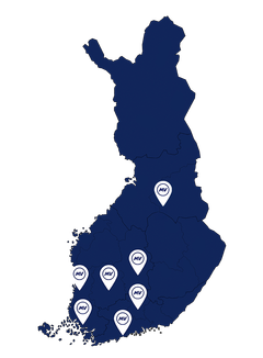 MV-Jäähdytyksen seitsemän logistiikkakeskusta varmistavat, että asiakaspalvelu toimii nopeasti ympäri Suomen.