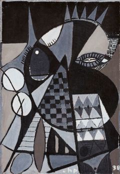 Carl-Henning Pedersen: Shakkikuningas / The Chess King, 1938. Öljy kankaalle / oil on canvas, 80 x 56 cm. Carl-Henning Pedersen & Else Alfelts Museum.