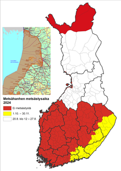 Metsähanhen metsästysaika 2024