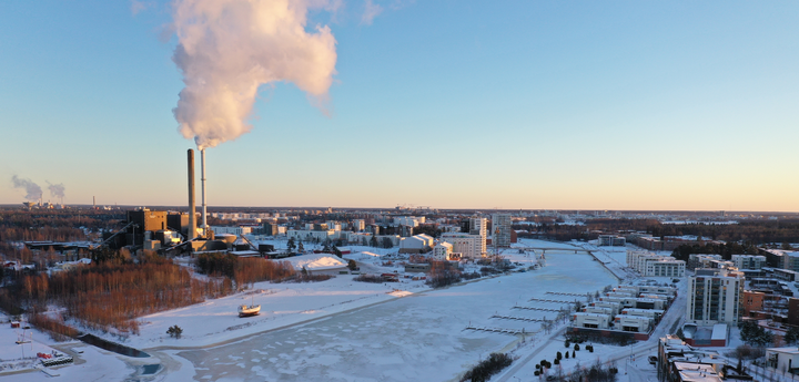 Teollinen merimaisema, Oulun keskusta talvella