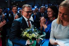 Petteri Orpo uudelleenvalintansa jälkeen 2024 puoluekokouksessa.