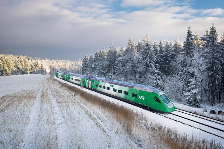 Havainnekuva Pendolino Plus -junasta VR:n junien uudella ulkoilmeellä