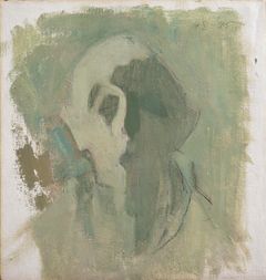 Helene Schjerfbeck, Självporträtt, ljus och skugga, 1945, olja på duk, 36 x 34 cm, Villa Gyllenberg / Signe och Ane Gyllenbergs stiftelse. Foto: Matias Uusikylä.