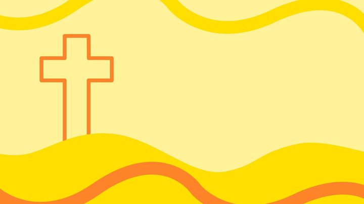 En illustration i gula färger med ett kors också i gult.